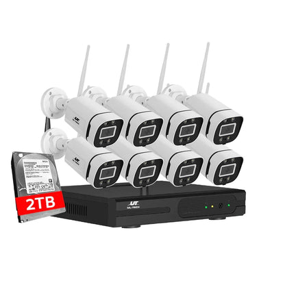 8-channel wireless security camera system with DVR and 2TB hard drive