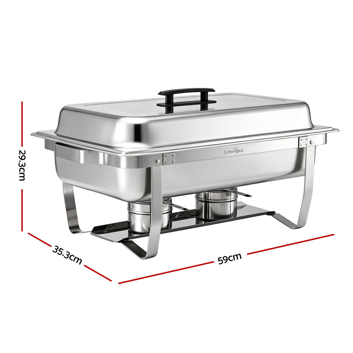 5 Star Chef 7.5L chafing dish with three separate food pans