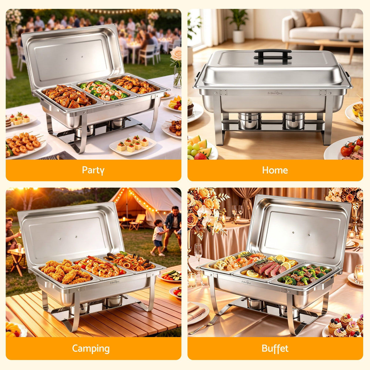 5 Star Chef 7.5L chafing dish foldable base frame