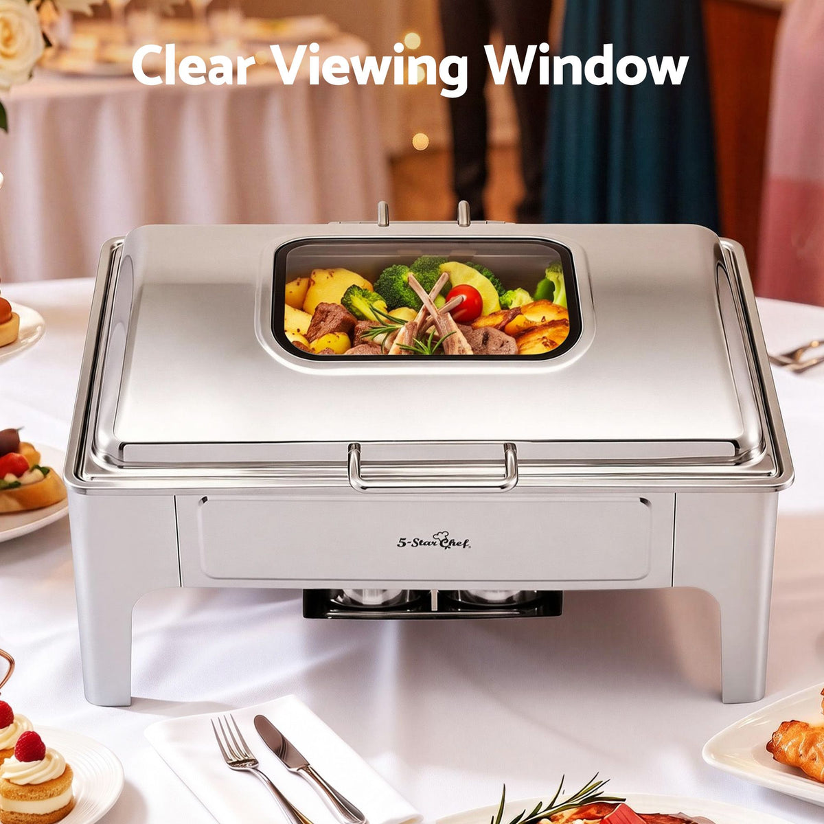 5 Star Chef 9L chafer with two fuel holders for steady heat