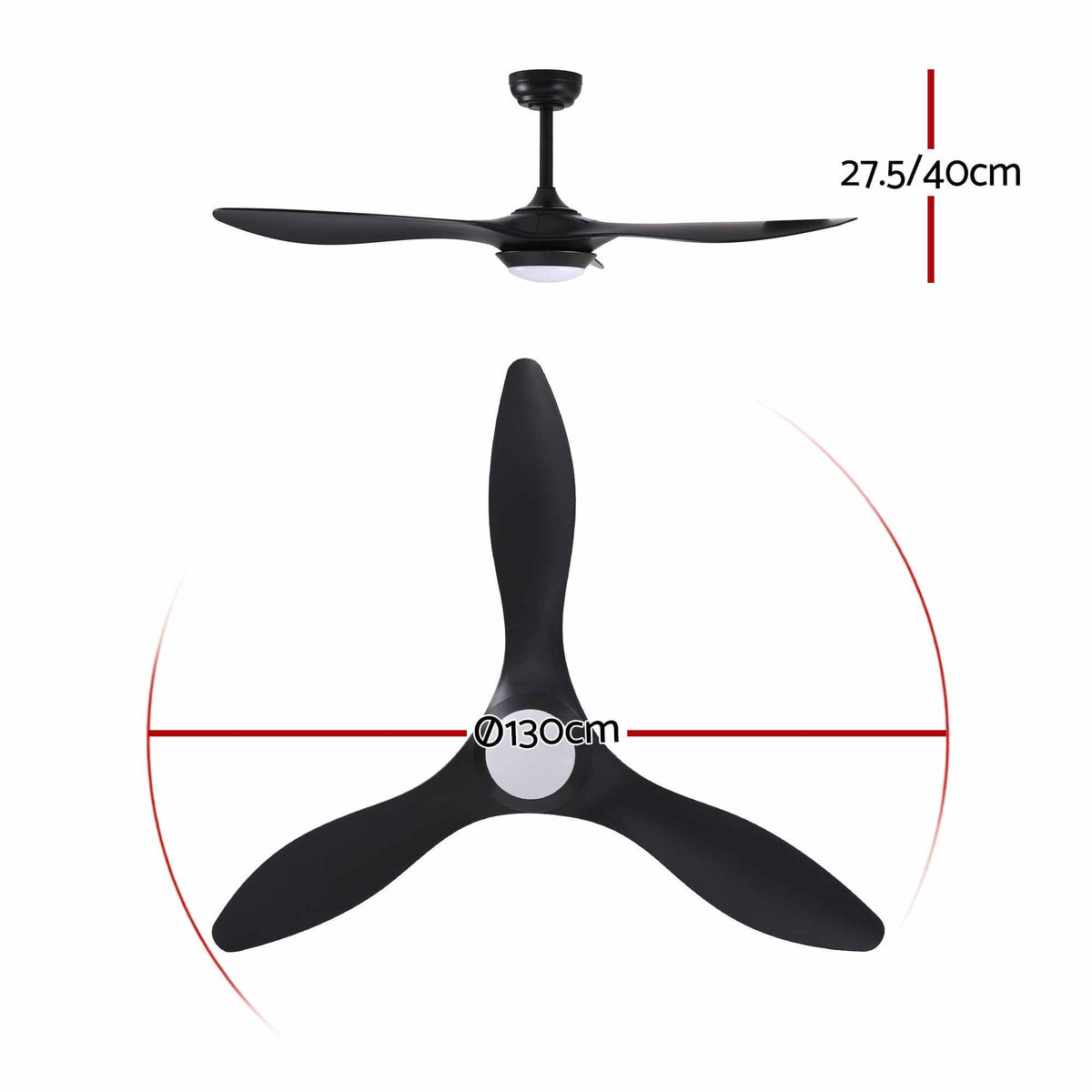 Devanti 52 inch DC Ceiling Fan with LED Light - Black - view 2