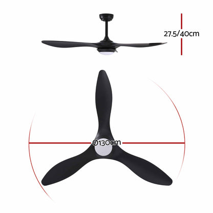 Devanti 52 inch DC Ceiling Fan with LED Light - Black - view 2