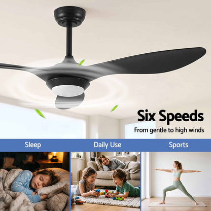 Devanti 52 inch DC Ceiling Fan with LED Light - Black - view 4