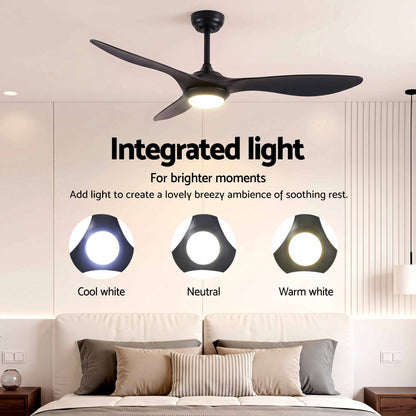 Devanti 52 inch DC Ceiling Fan with LED Light - Black - view 5