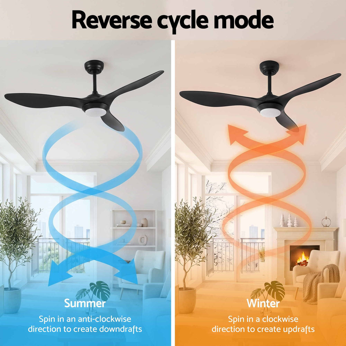 Devanti 52 inch DC Ceiling Fan with LED Light - Black - view 7
