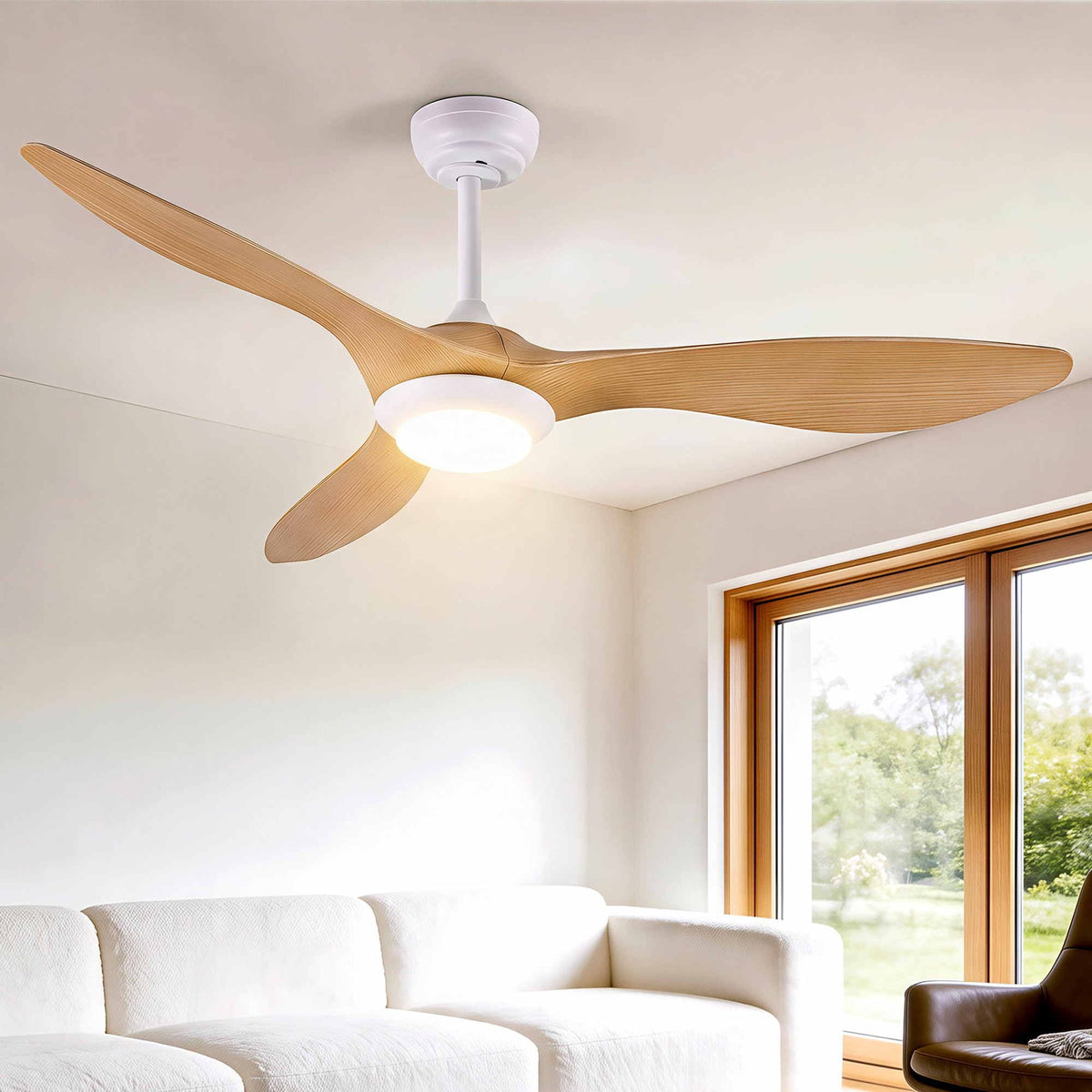 Devanti 52 inch DC Ceiling Fan with LED Light - Wood
