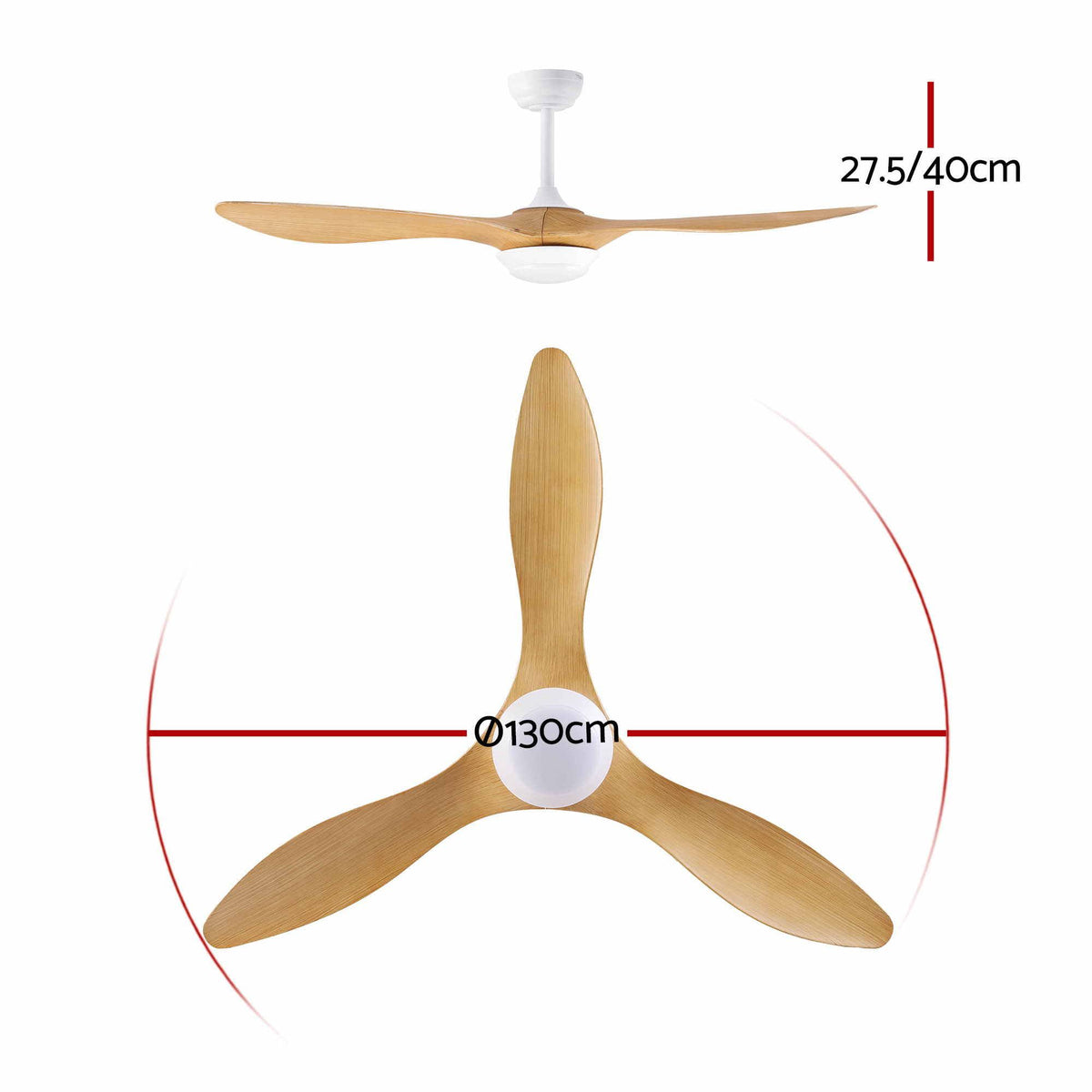 Devanti 52 inch DC Ceiling Fan with LED Light - Wood - view 2