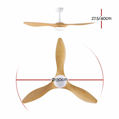 Devanti 52 inch DC Ceiling Fan with LED Light - Wood - view 2