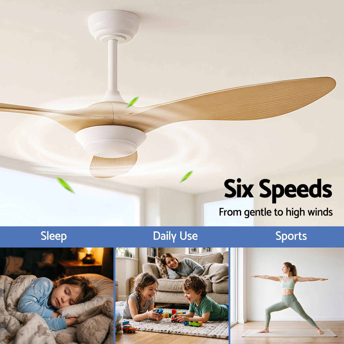 Devanti 52 inch DC Ceiling Fan with LED Light - Wood - view 4