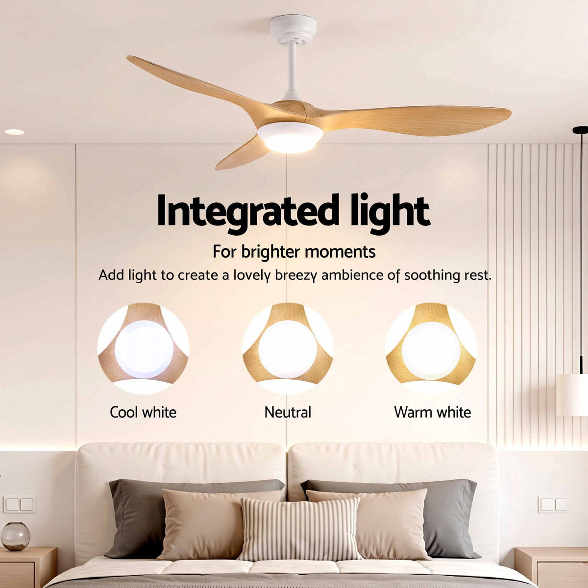 Devanti 52 inch DC Ceiling Fan with LED Light - Wood - view 5