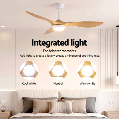 Devanti 52 inch DC Ceiling Fan with LED Light - Wood - view 5