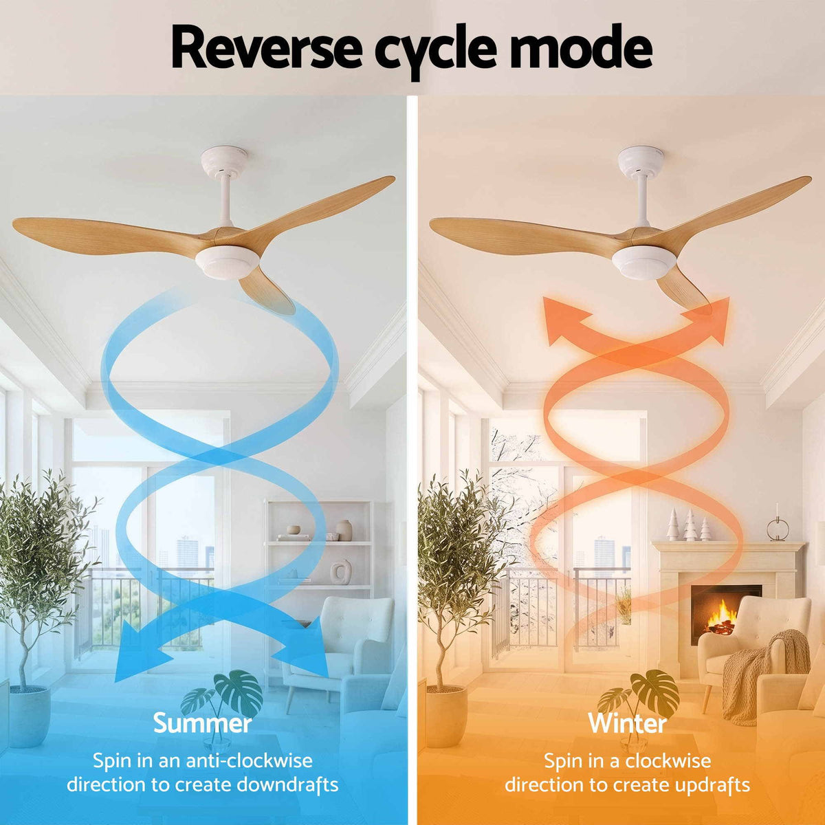 Devanti 52 inch DC Ceiling Fan with LED Light - Wood - view 7