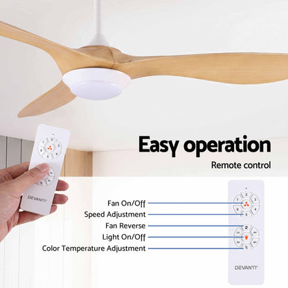 Devanti 52 inch DC Ceiling Fan with LED Light - Wood - view 8