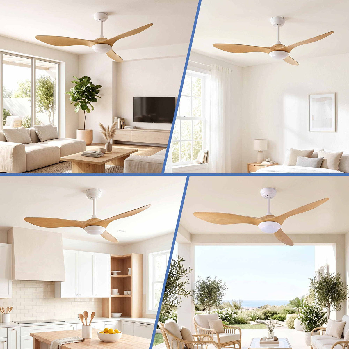 Devanti 52 inch DC Ceiling Fan with LED Light - Wood - view 9