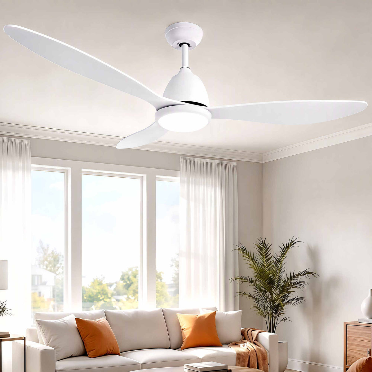 Devanti 48 inch DC Ceiling Fan with LED Light - White