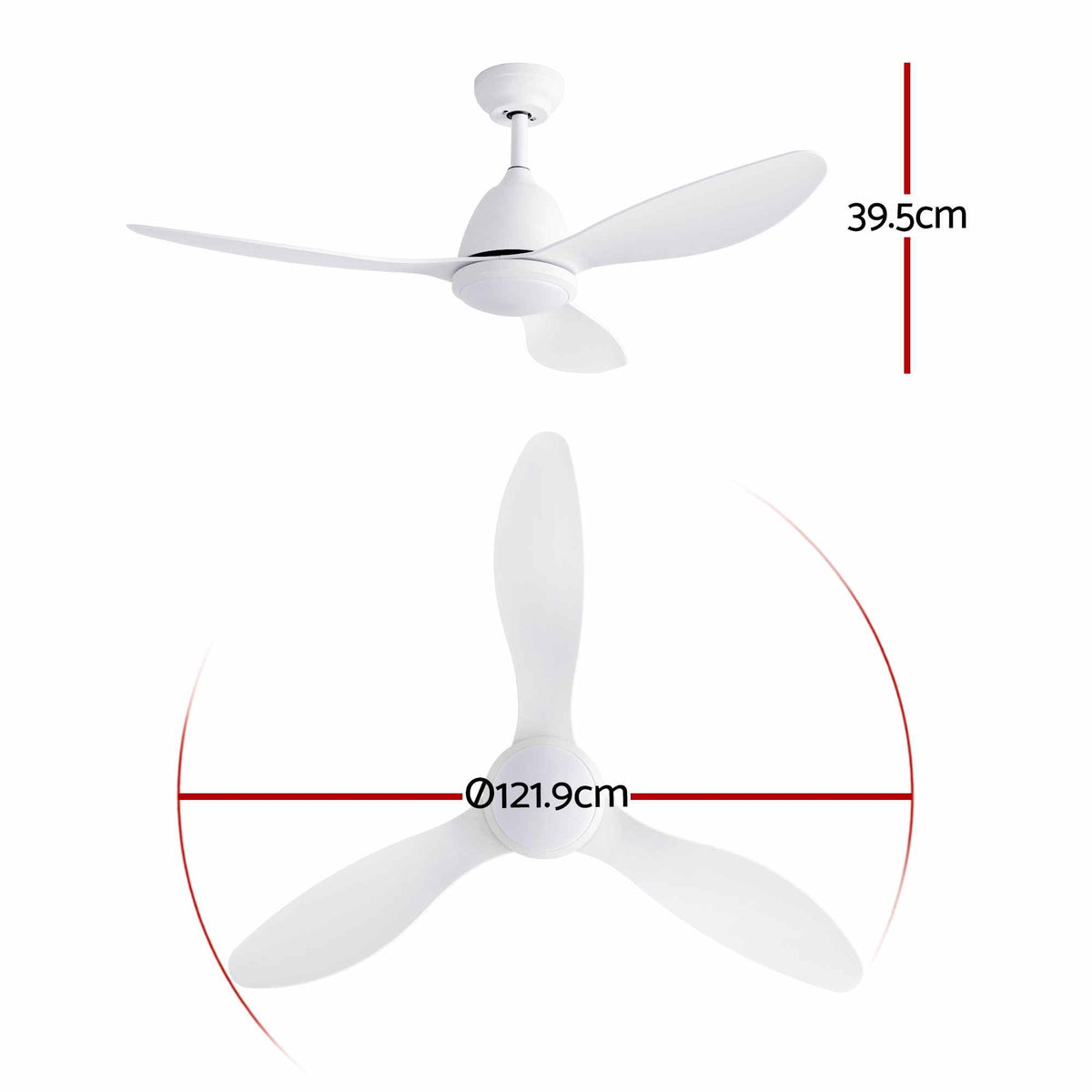 Devanti 48 inch DC Ceiling Fan with LED Light - White - view 2