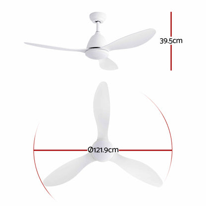 Devanti 48 inch DC Ceiling Fan with LED Light - White - view 2