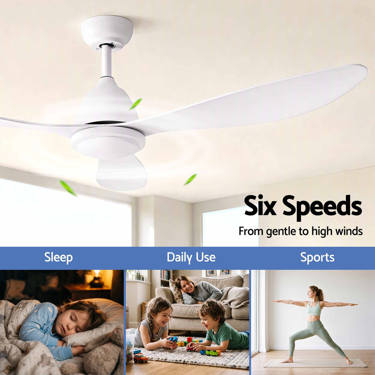 Devanti 48 inch DC Ceiling Fan with LED Light - White - view 4