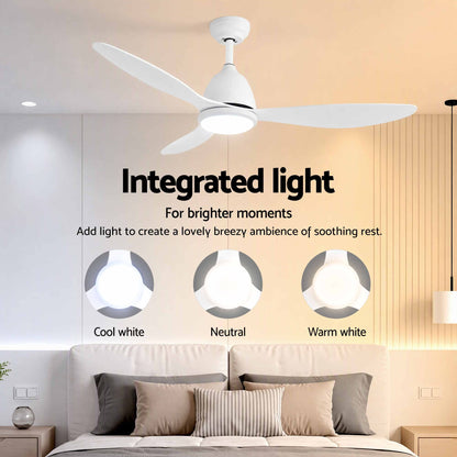 Devanti 48 inch DC Ceiling Fan with LED Light - White - view 5