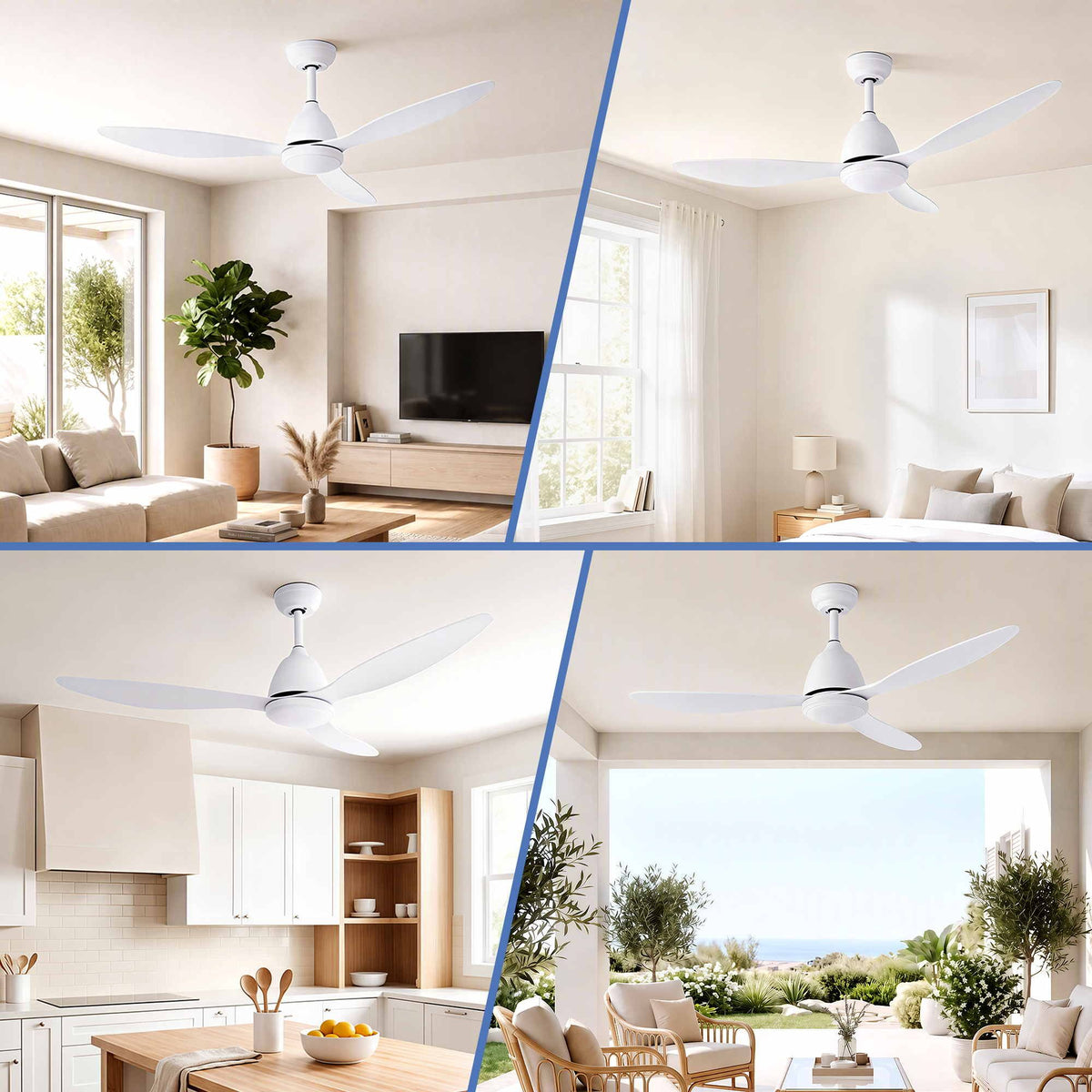 Devanti 48 inch DC Ceiling Fan with LED Light - White - view 9