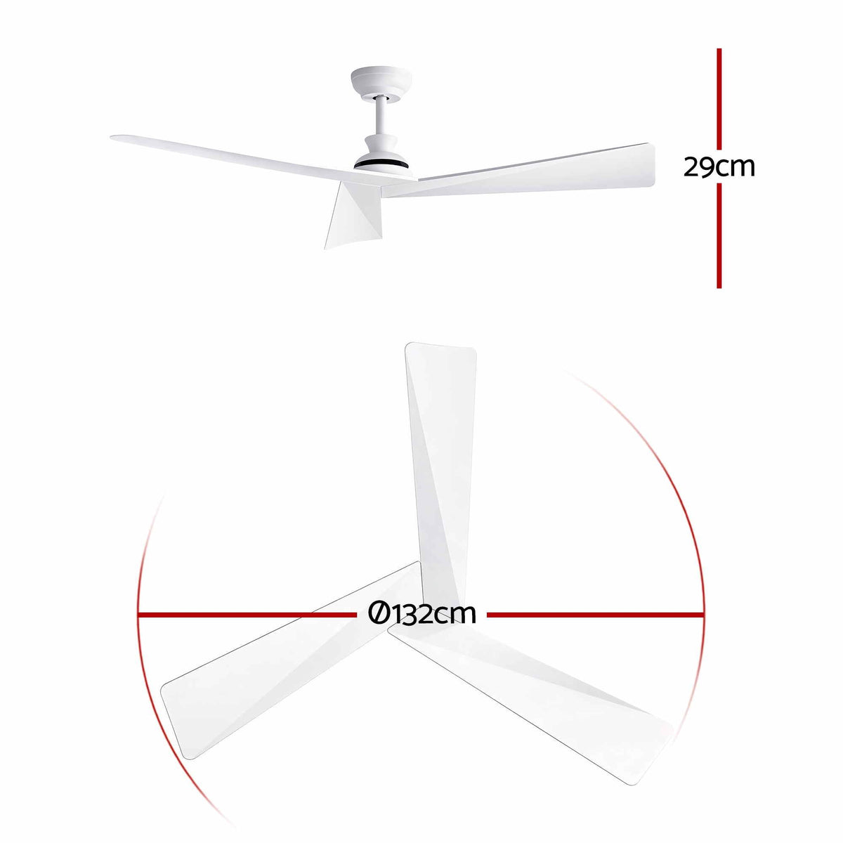 Devanti 52 inch DC Ceiling Fan, No Light - White - view 2