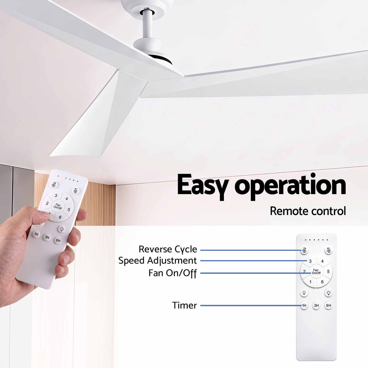 Devanti 52 inch DC Ceiling Fan, No Light - White - view 8