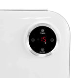Close-up of digital timer control panel on a white electric appliance, LED display showing 15