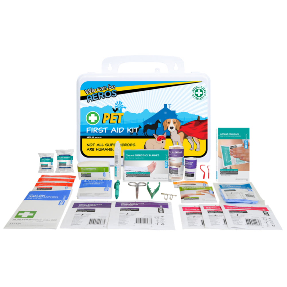 PET Waterproof First Aid Kit in a 21 x 7.5 x 13 cm weatherproof, wall-mountable case