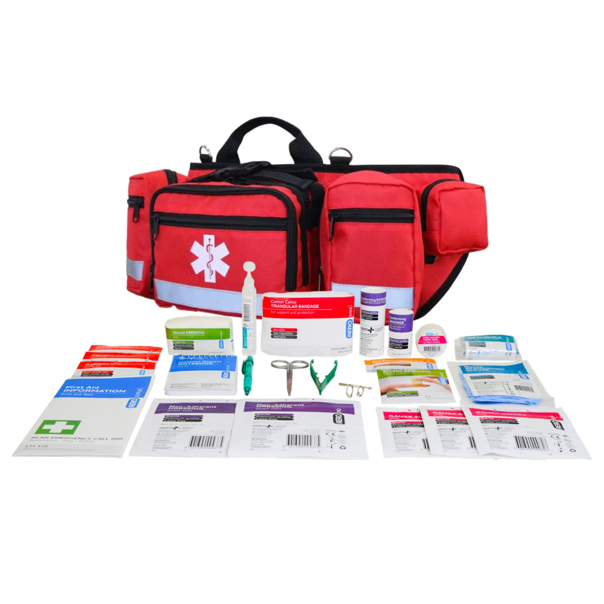 First Aid Bum Bag Kit, fully stocked 35 x 11 x 12 cm waist pack for first aid on the go