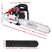 Giantz Chainsaw Petrol 58cc 20" Bar Commercial E-Start White