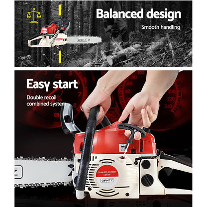 Giantz Chainsaw Petrol 45CC 18" Bar Commercial E-Start Pruning Chain Saw
