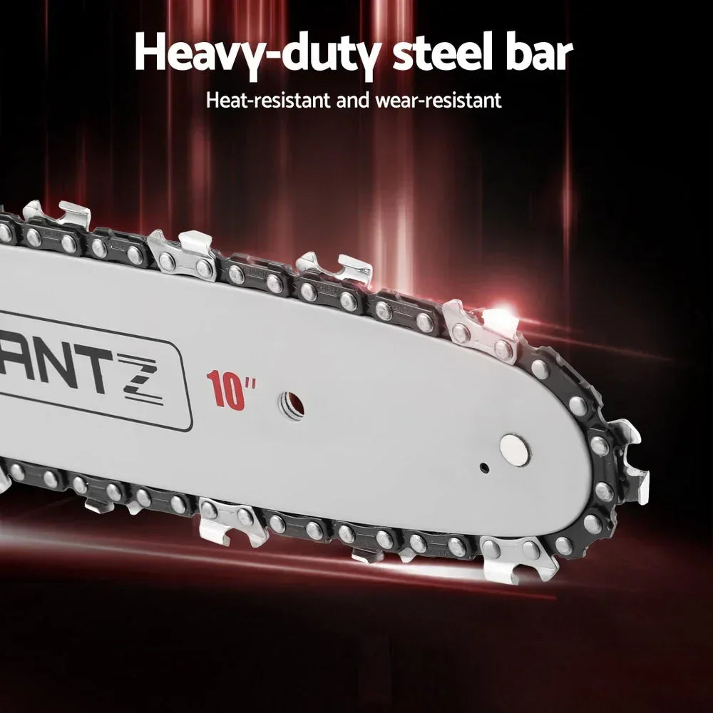 10 inch heavy-duty steel chainsaw bar with sharp chain, heat-resistant and wear-resistant
