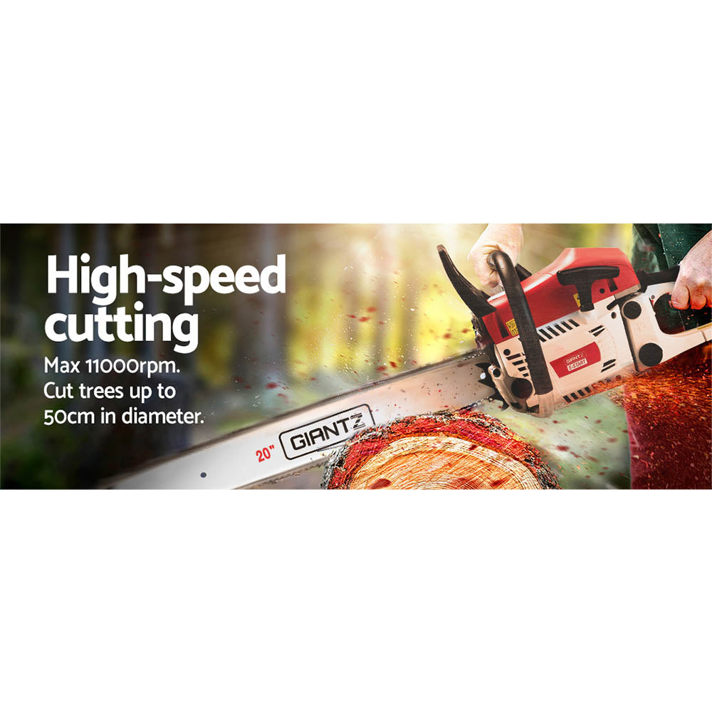 Giantz Chainsaw Petrol 62CC 20" Bar Commercial E-Start Pruning Chain Saw Spark Plug