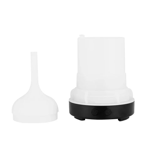 Electric diffuser with white plastic dome cover and black base, front buttons visible