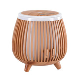 Modern wood grain air humidifier with slatted design and adjustable controls, home decor