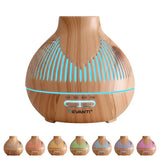 Wood grain essential oil diffuser with adjustable LED lights and timer settings