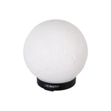 White spherical moon lamp humidifier with textured surface on a black base, Devanti logo visible.