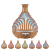 Wood grain LED aroma diffuser with adjustable color lights and timer settings