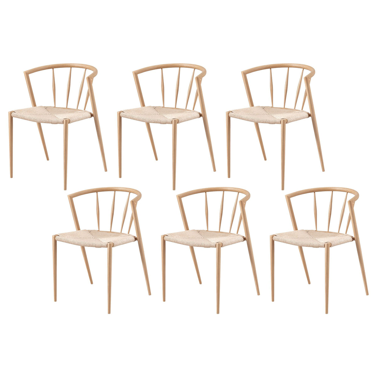 Hand-woven natural paper cord seat on an Artiss Wishbone dining chair