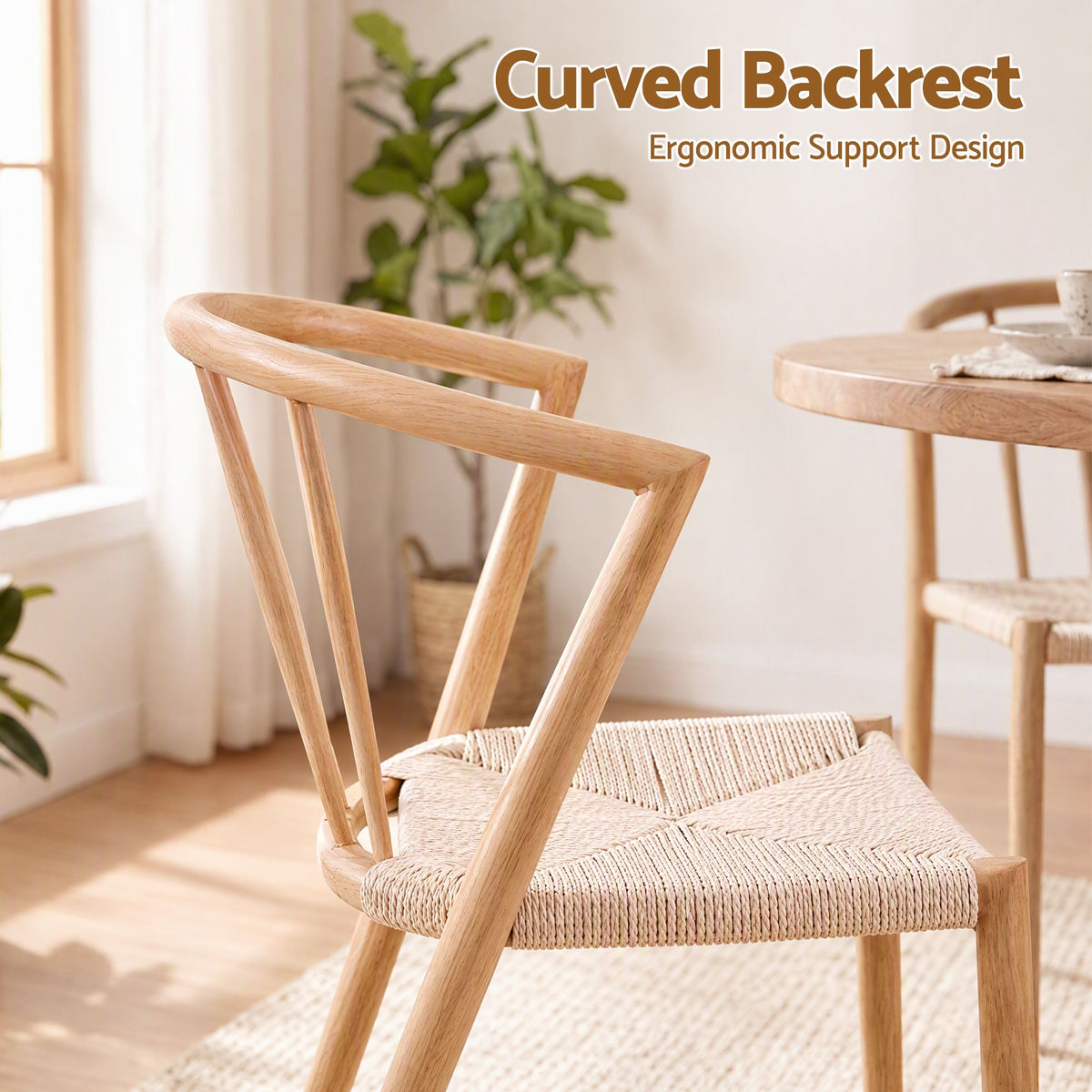 Seat height 44cm and seat depth 42cm on the Artiss Wishbone dining chair