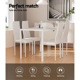 Artiss Dining Chairs and Table Dining Set 4 Chair Set Of 5 White - Flea Market