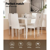 Artiss Dining Chairs and Table Dining Set 6 Chair Set Of 7 White - Flea Market