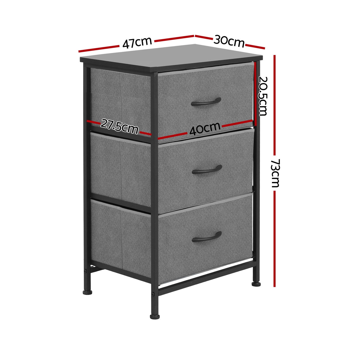 Artiss 3-Drawer Chest | Grey
