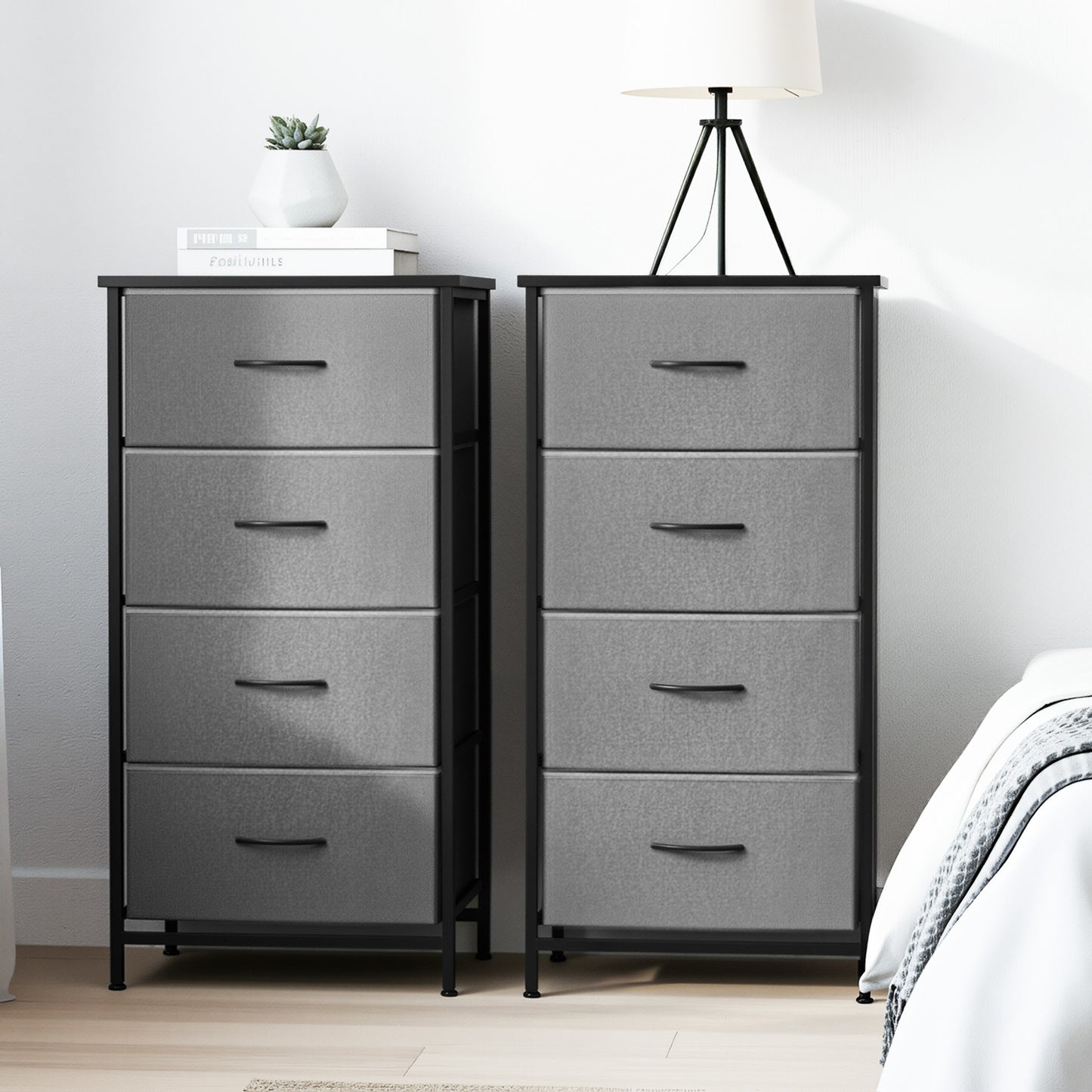 Artiss 4-Drawer Chest | Grey (Set of 2)