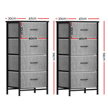 Artiss 4-Drawer Chest | Grey (Set of 2)
