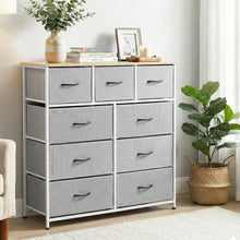 Artiss 9-Drawer Fabric Chest | Light Grey