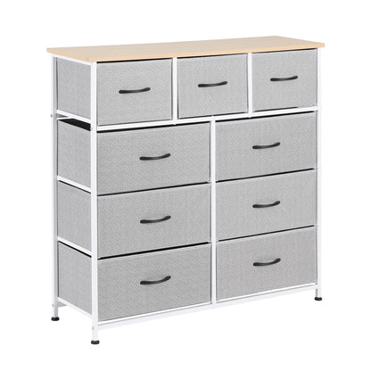 Artiss 9-Drawer Fabric Chest | Light Grey