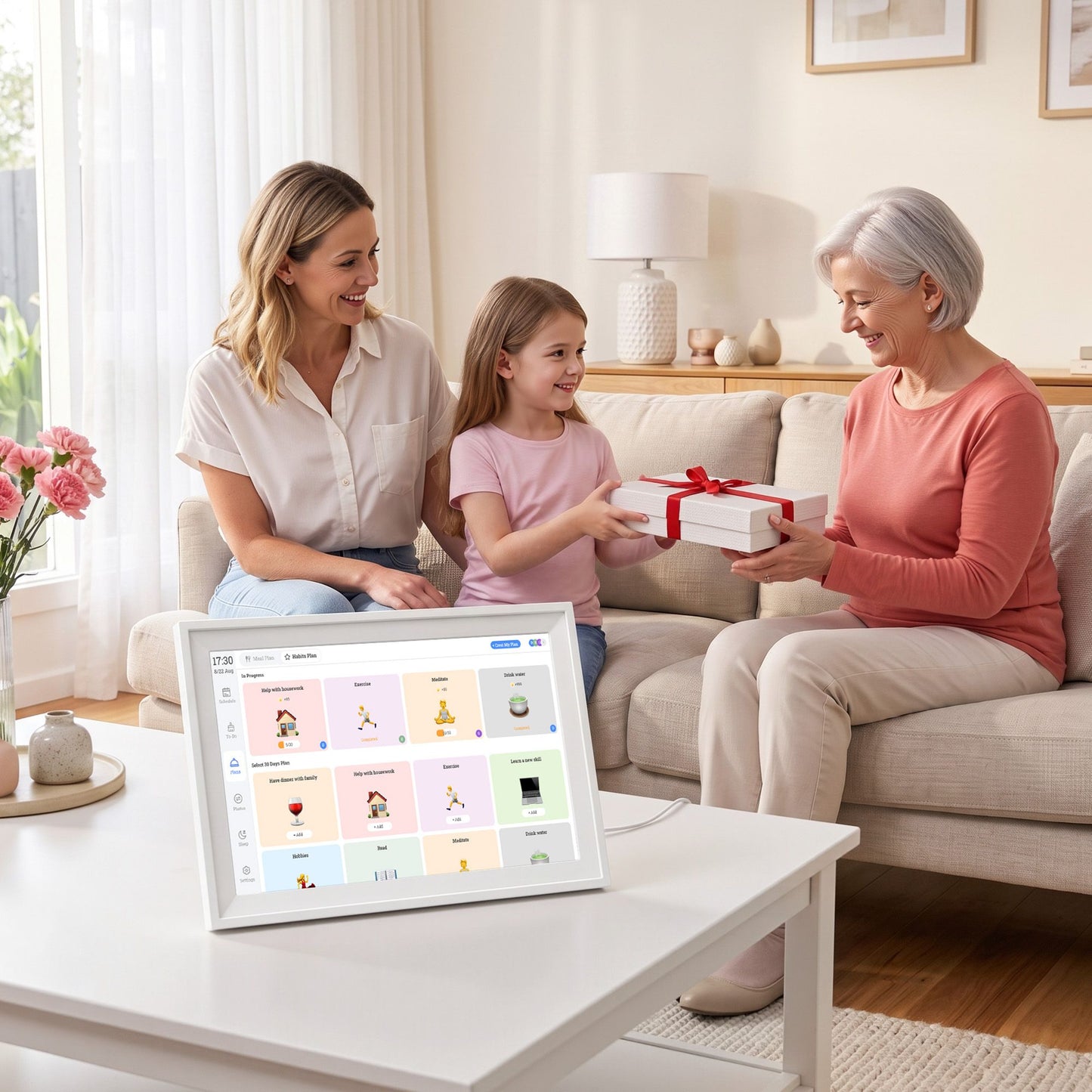 Artiss 10" Smart Family Calendar with Digital Photo Frame and Chore Tracker