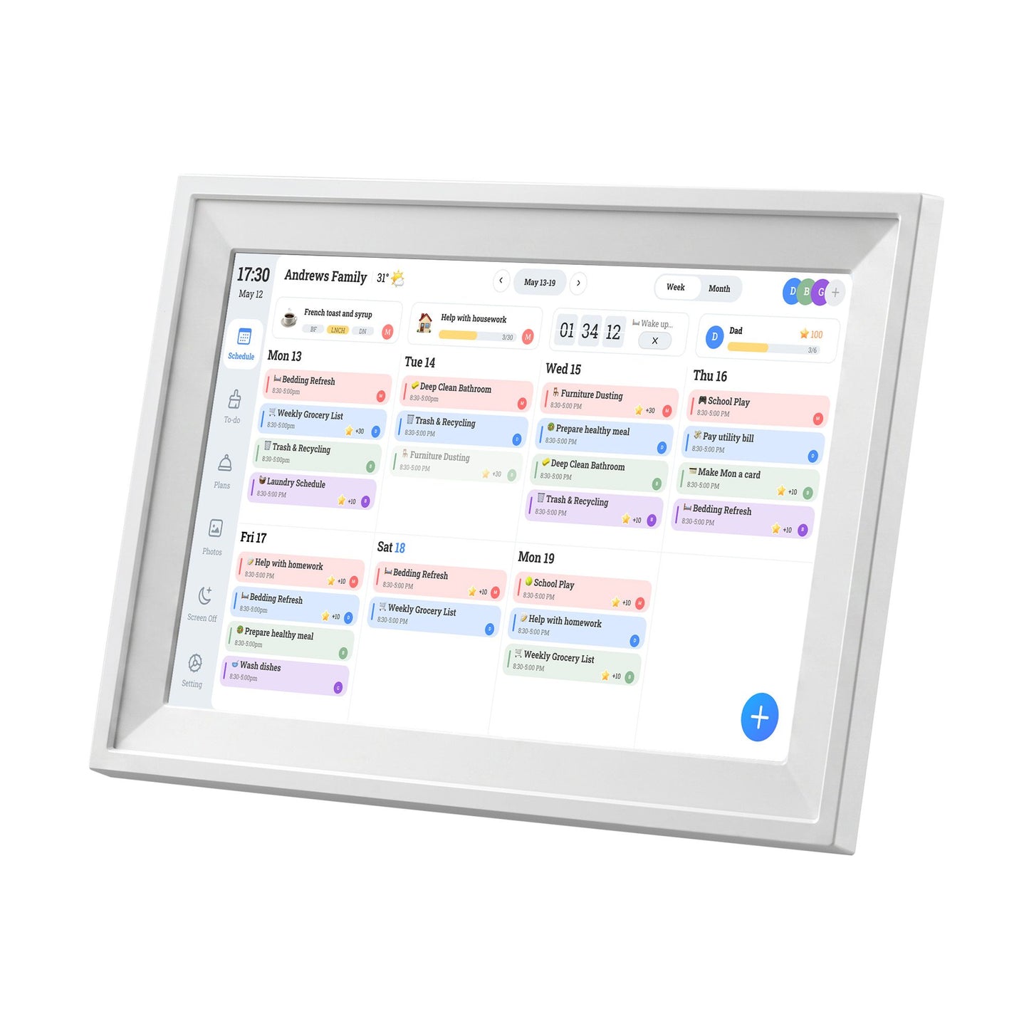 Artiss 10" Smart Family Calendar with Digital Photo Frame and Chore Tracker
