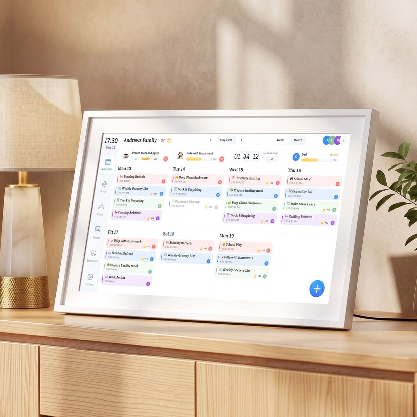 Artiss 15.6" Smart Family Calendar with Digital Photo Frame and Chore Tracker